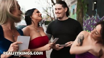 REALITY KINGS - Serena Santos, Kira Perez & Madison Blaze Take Filou Back  Share His Dick In A Steamy Orgy