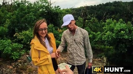 Cuck BF is helpless as Emejota sits on strangers huge meat in the woods