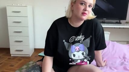 Amateur Blonde BBW Takes Anal Creampie Double Penetration POV