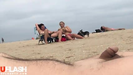 Beach dickflash #17 with cumshot and mlifs Reaction