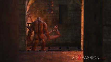 Cruel monsters fuck a sweet teen in the dark dungeon