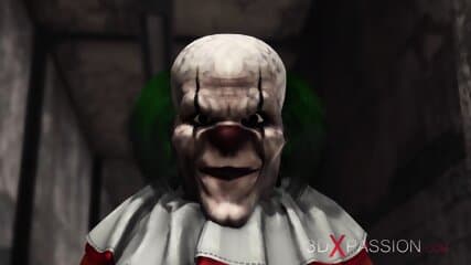 A Real Dirty Girl Has Her First Anal Rough Fuck With An Evil Clown