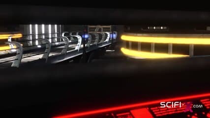 Busty sexy blonde and extreme sex with an android in the sci-fi lab